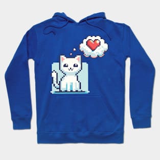 Pixel Cat with Heart Cloud Hoodie